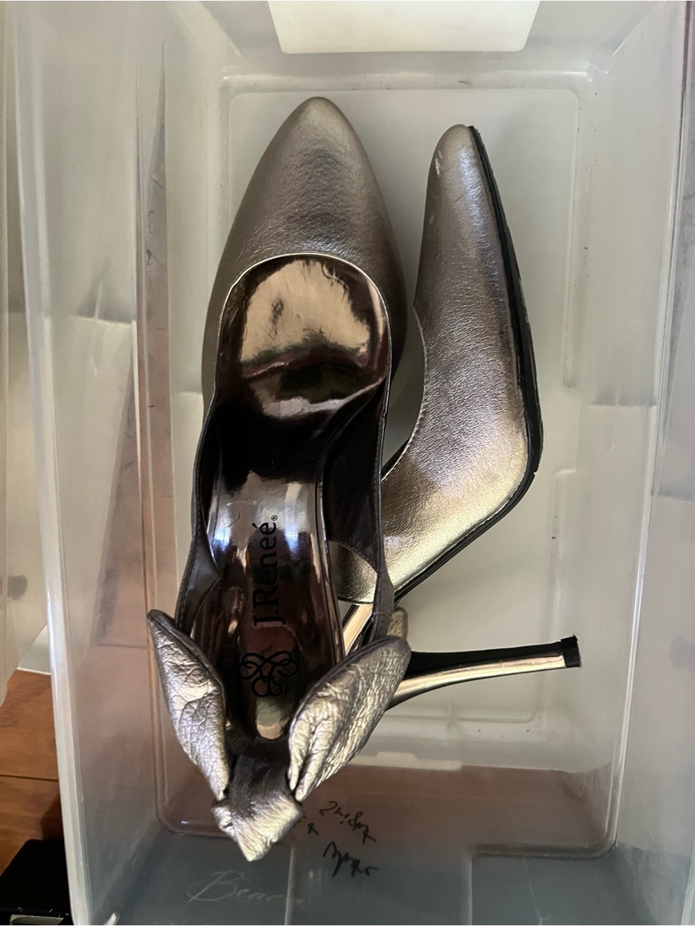 J.Renee Metallic Pewter Pointed Toe High Heel Pumps